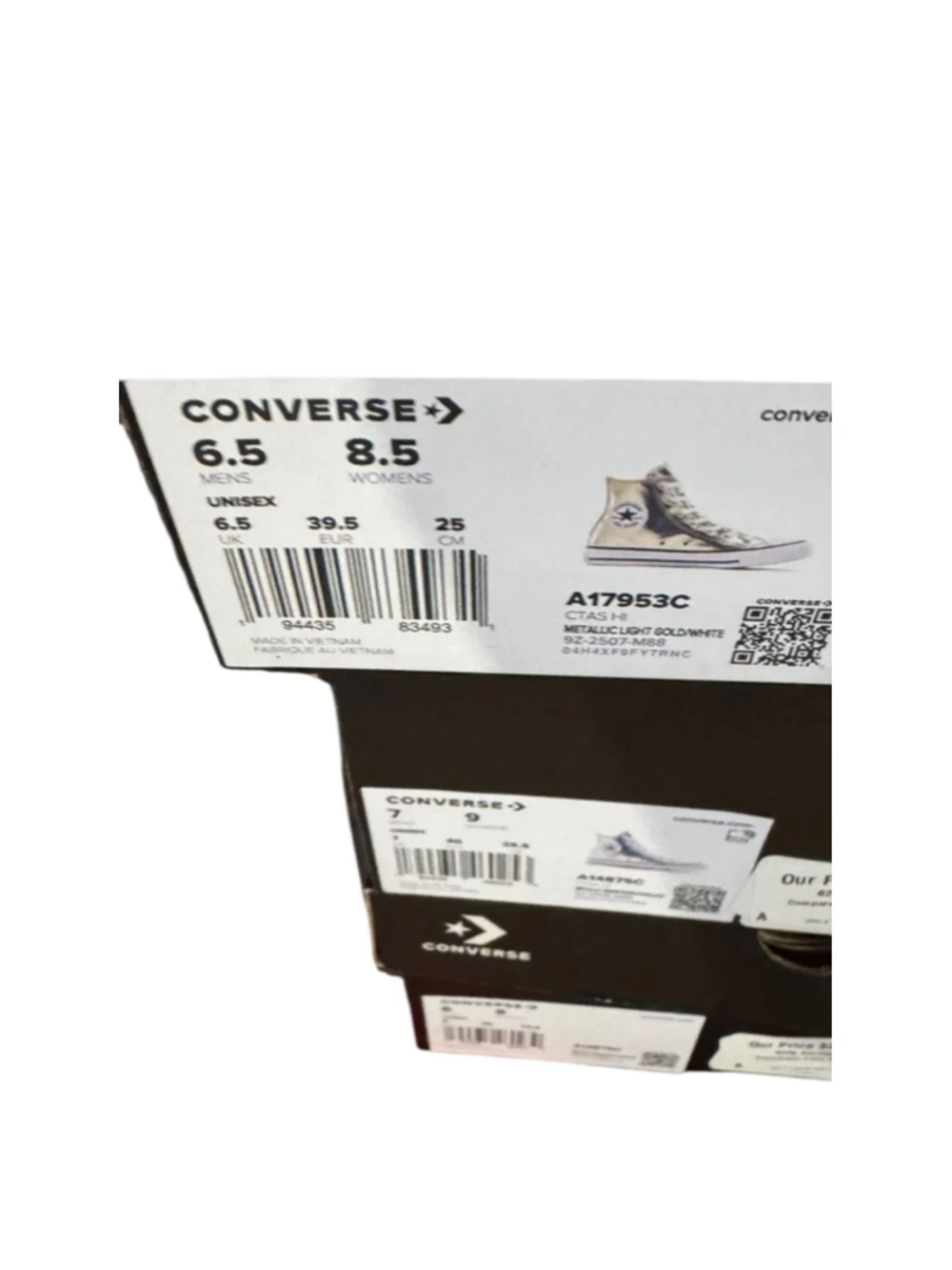Women's Converse Gold White High Top Sneakers Size 8.5